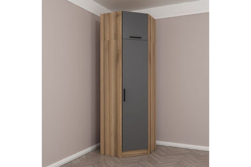 Fruitland Hjørnegarderobe 74 cm - Eik/Antrasitt - Hjørnegarderobe