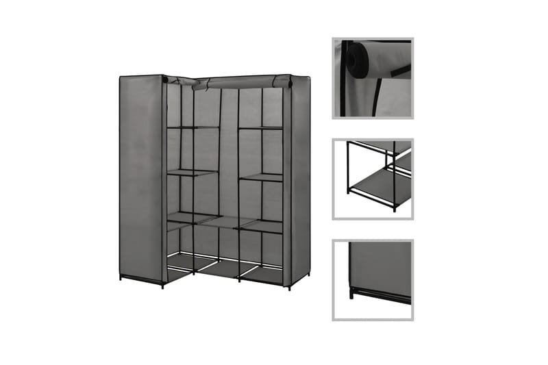Hjørnegarderobe grå 130x87x169 cm - Oppbevaring - Klesoppbevaring - Garderober & garderobesystem - Hjørnegarderobe
