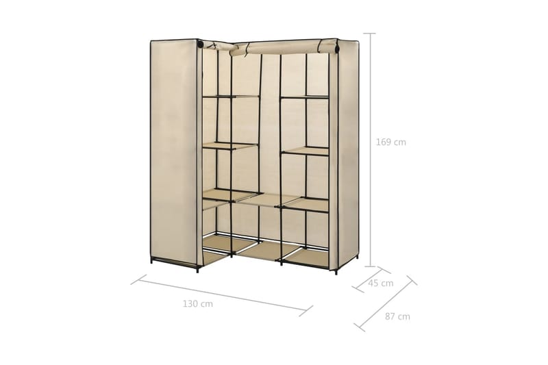 Hjørnegarderobe kremhvit 130x87x169 cm - Oppbevaring - Klesoppbevaring - Garderober & garderobesystem - Hjørnegarderobe