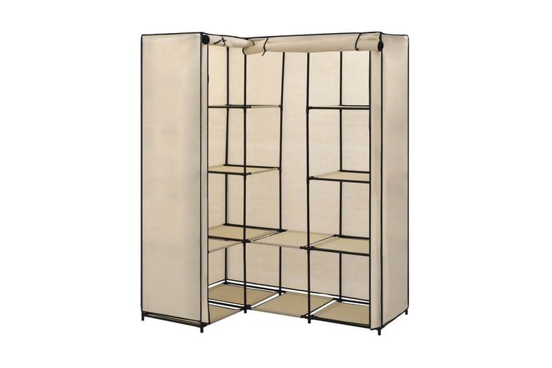 Hjørnegarderobe kremhvit 130x87x169 cm - Oppbevaring - Klesoppbevaring - Garderober & garderobesystem - Hjørnegarderobe