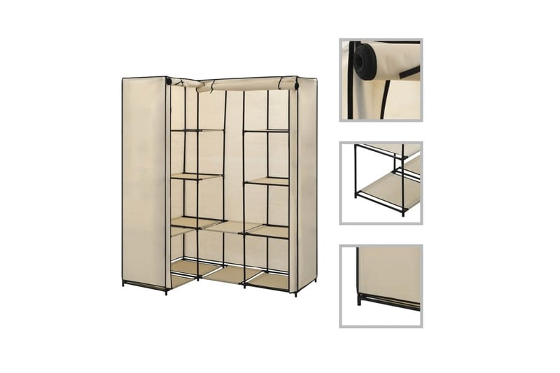 Hjørnegarderobe kremhvit 130x87x169 cm - Oppbevaring - Klesoppbevaring - Garderober & garderobesystem - Hjørnegarderobe