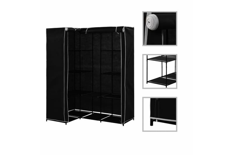 Hjørnegarderobe svart 130x87x169 cm - Oppbevaring - Klesoppbevaring - Garderober & garderobesystem - Hjørnegarderobe