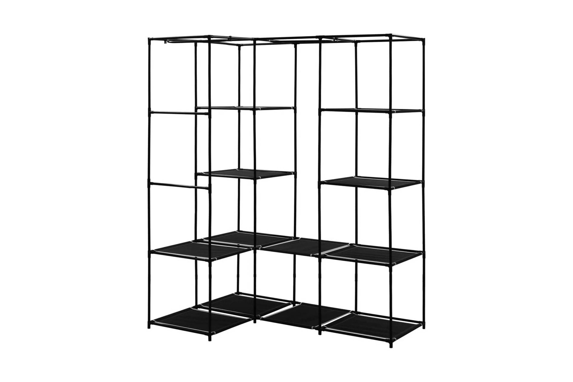 Hjørnegarderobe svart 130x87x169 cm - Oppbevaring - Klesoppbevaring - Garderober & garderobesystem - Hjørnegarderobe