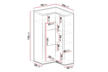 Indianapolis Garderobe 106x58x192 cm - Oppbevaring - Klesoppbevaring - Garderober & garderobesystem - Hjørnegarderobe