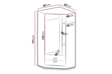 Klacksberg Garderobe 87x87x190 cm - Beige / Hvit - Oppbevaring - Klesoppbevaring - Garderober & garderobesystem - Hjørnegarderobe