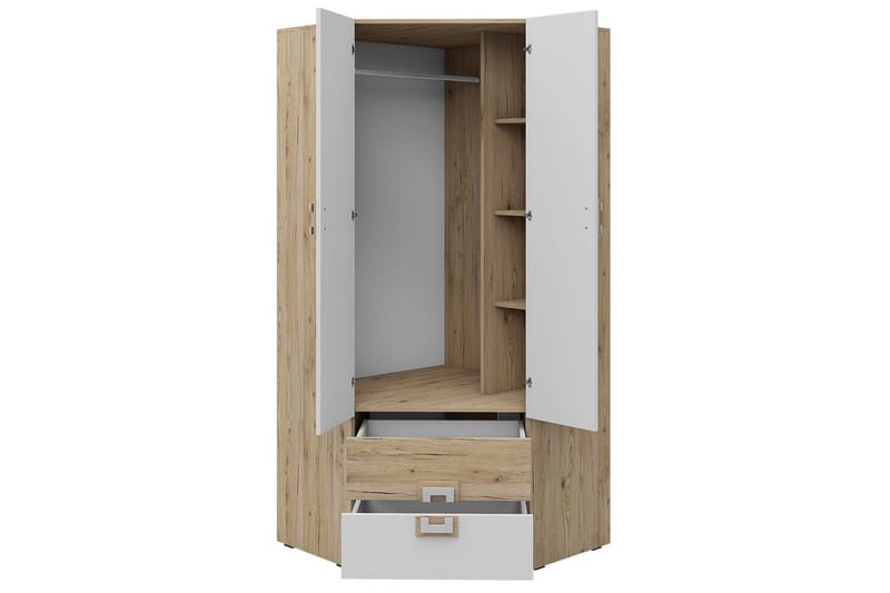 Klacksberg Garderobe 87x87x190 cm - Beige / Hvit - Hjørnegarderobe