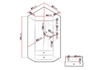 Nero Garderobe 87 cm - Natur/Hvit - Oppbevaring - Klesoppbevaring - Garderober & garderobesystem - Hjørnegarderobe