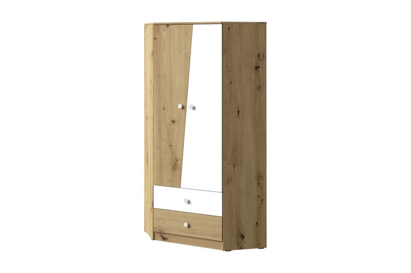 Nero Garderobe 87 cm - Natur/Hvit - Hjørnegarderobe