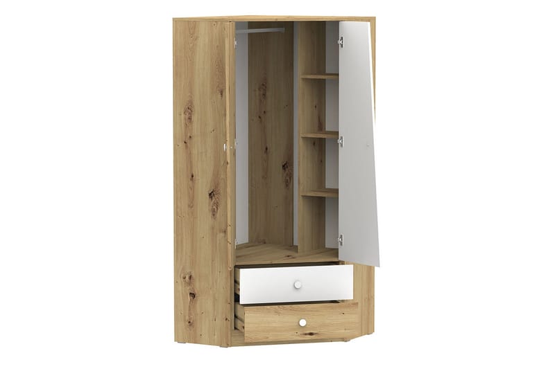 Nero Garderobe 87 cm - Natur/Hvit - Oppbevaring - Klesoppbevaring - Garderober & garderobesystem - Hjørnegarderobe