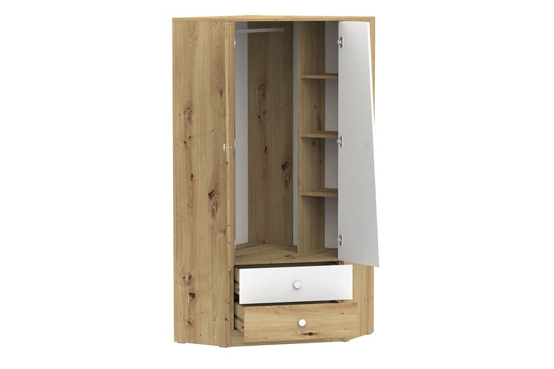 Nero Garderobe 87 cm - Natur/Hvit/Grå - Oppbevaring - Klesoppbevaring - Garderober & garderobesystem - Hjørnegarderobe