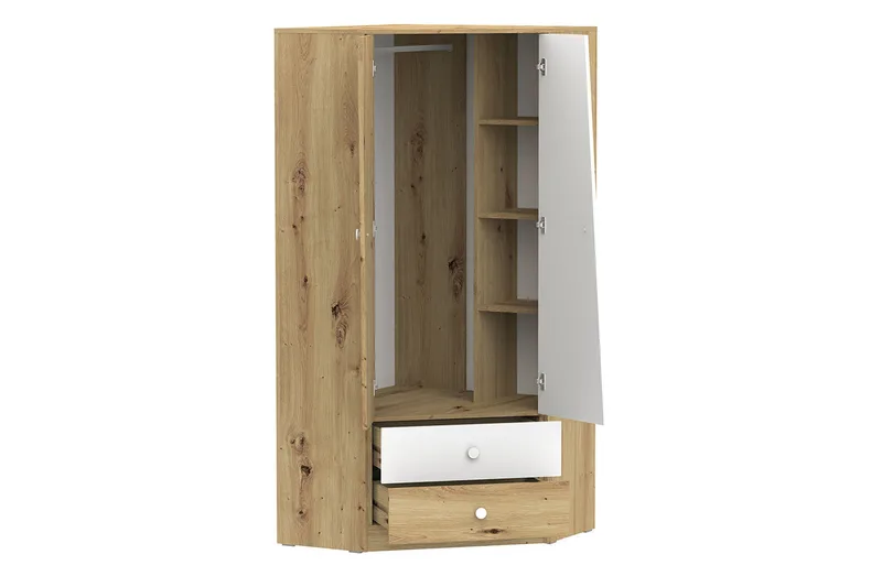 Nero Garderobe 87 cm - Natur/Hvit/Grå - Oppbevaring - Klesoppbevaring - Garderober & garderobesystem - Hjørnegarderobe
