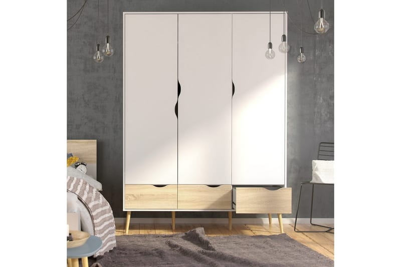 Hostafranc Garderobe 147x200 cm - Hvit/Grå - Oppbevaring - Klesoppbevaring - Garderober & garderobesystem