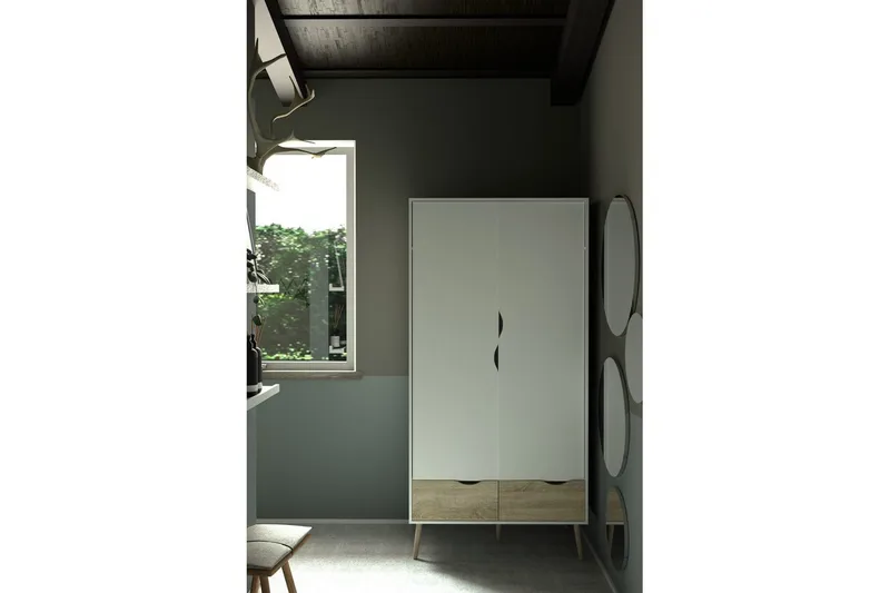 Hostafranc Garderobeskap 98,7x200,1 cm - Hvit - Oppbevaring - Klesoppbevaring - Garderober & garderobesystem - Garderobeskap & klesskap