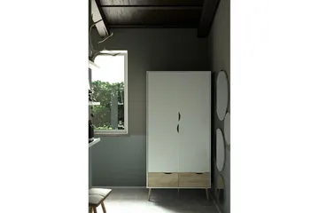 Hostafranc Garderobeskap 98,7x200,1 cm - Hvit - Oppbevaring - Klesoppbevaring - Garderober & garderobesystem - Garderobeskap & klesskap