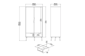 Hostafranc Garderobeskap 98,7x200,1 cm - Hvit - Oppbevaring - Klesoppbevaring - Garderober & garderobesystem - Garderobeskap & klesskap