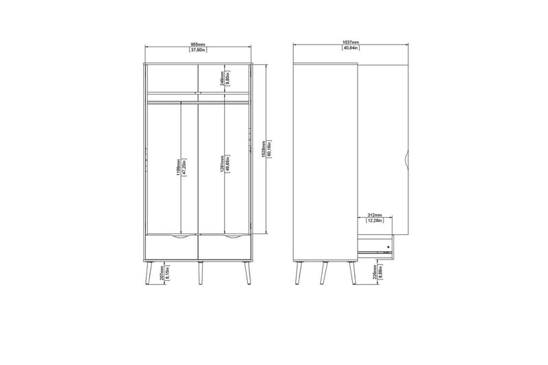 Hostafranc Garderobeskap 98,7x200,1 cm - Hvit - Oppbevaring - Klesoppbevaring - Garderober & garderobesystem - Garderobeskap & klesskap
