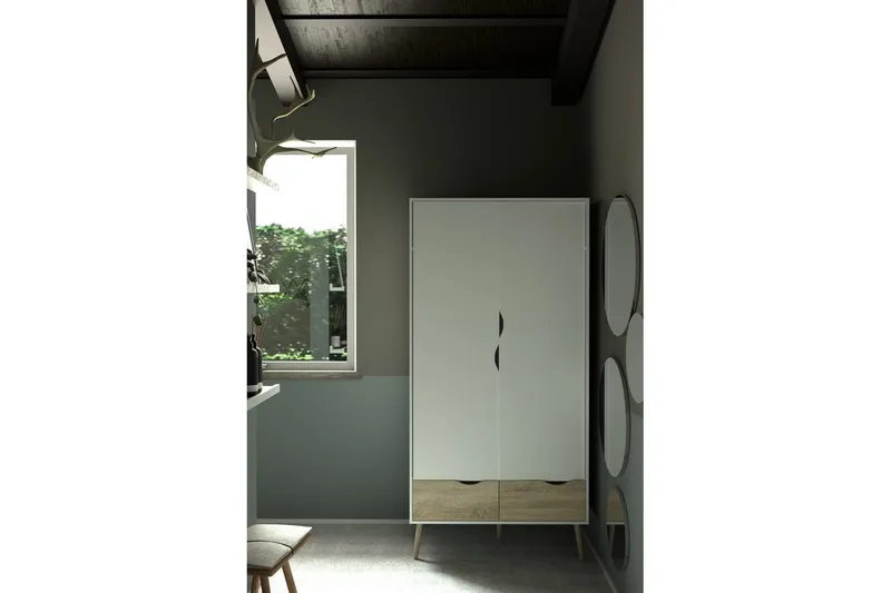 Hostafranc Garderobeskap 98,7x200,1 cm - Hvit - Oppbevaring - Klesoppbevaring - Garderober & garderobesystem - Garderobeskap & klesskap