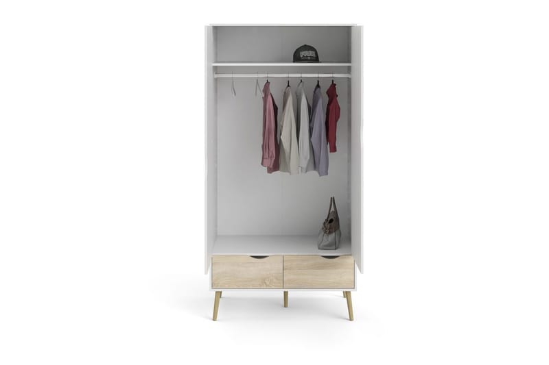 Hostafranc Garderobeskap 98,7x200,1 cm - Hvit - Oppbevaring - Klesoppbevaring - Garderober & garderobesystem - Garderobeskap & klesskap
