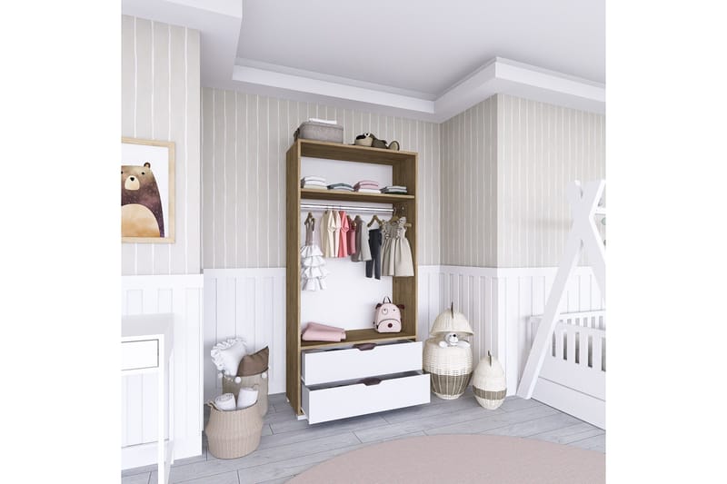 Hurst Garderobe 90x183 cm - Lys brun/Hvit - Oppbevaring - Klesoppbevaring - Garderober & garderobesystem