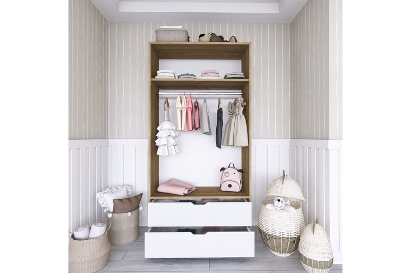 Hurst Garderobe 90x183 cm - Lys brun/Hvit - Oppbevaring - Klesoppbevaring - Garderober & garderobesystem