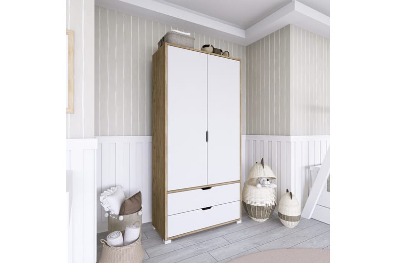Hurst Garderobe 90x183 cm - Lys brun/Hvit - Oppbevaring - Klesoppbevaring - Garderober & garderobesystem