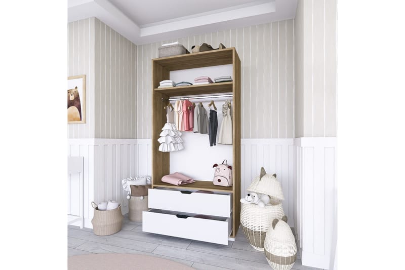 Hurst Garderobe 90x183 cm - Lys brun/Hvit - Oppbevaring - Klesoppbevaring - Garderober & garderobesystem