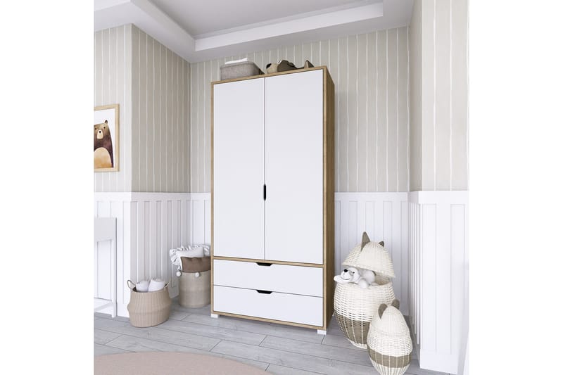 Hurst Garderobe 90x183 cm - Lys brun/Hvit - Oppbevaring - Klesoppbevaring - Garderober & garderobesystem