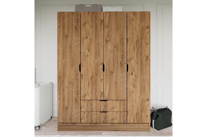 Hurtado Garderobe 140x182 cm - Valnøtt - Oppbevaring - Klesoppbevaring - Garderober & garderobesystem