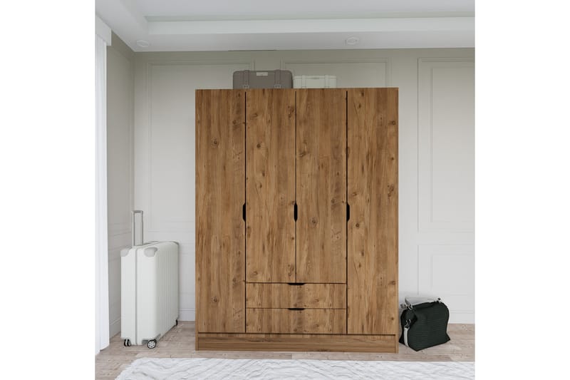 Hurtado Garderobe 140x182 cm - Valnøtt - Oppbevaring - Klesoppbevaring - Garderober & garderobesystem