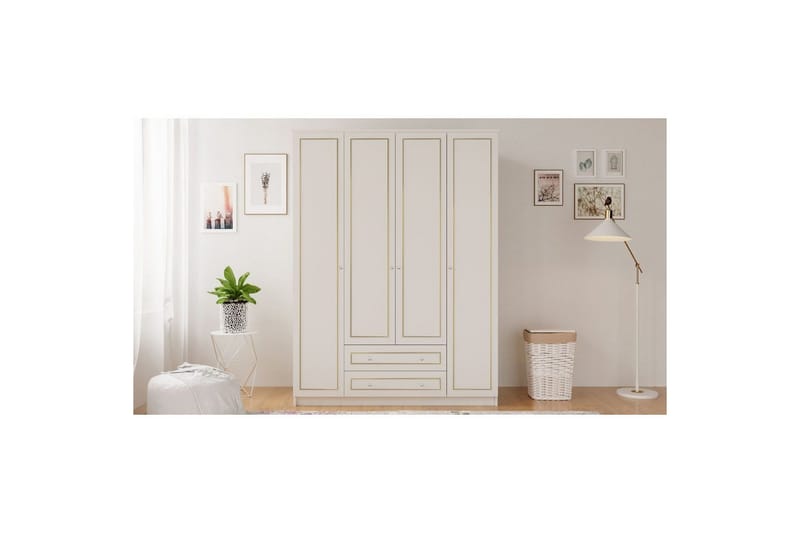 Ilros Garderobesskåp 140x210 cm - Matt Hvit - Oppbevaring - Klesoppbevaring - Garderober & garderobesystem - Garderobeskap & klesskap