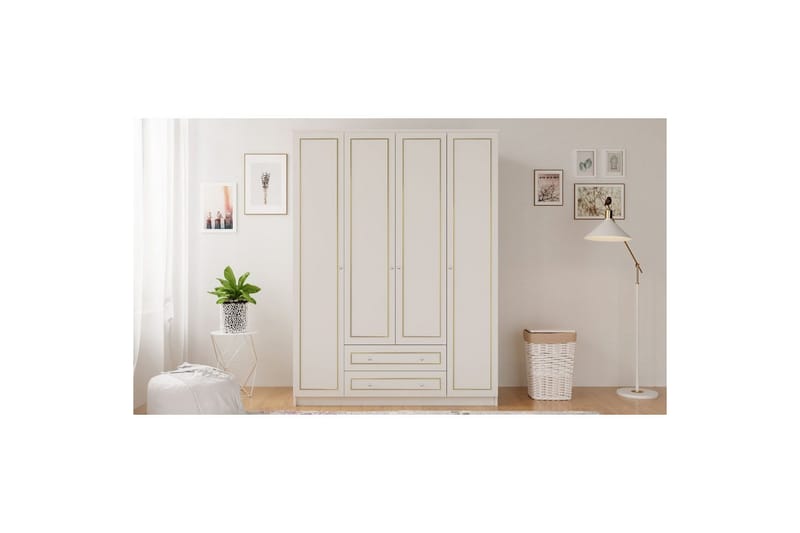 Ilros Garderobesskåp 140x210 cm - Matt Hvit - Oppbevaring - Klesoppbevaring - Garderober & garderobesystem - Garderobeskap & klesskap