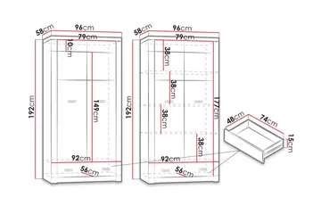 Indianapolis Garderobe 96x58x192 cm - Oppbevaring - Klesoppbevaring - Garderober & garderobesystem