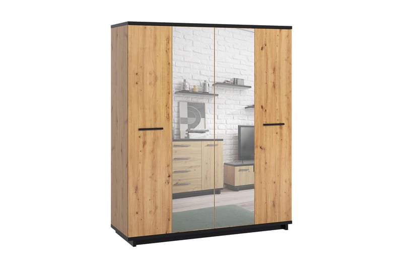 Ines Garderobe 60x180 cm - Eik/Svart - Oppbevaring - Klesoppbevaring - Garderober & garderobesystem