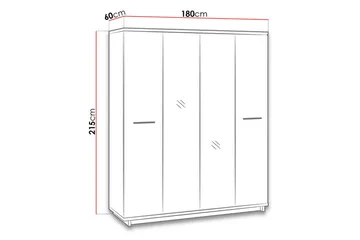 Ines Garderobe 60x180 cm - Eik/Svart - Oppbevaring - Klesoppbevaring - Garderober & garderobesystem