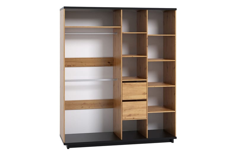 Ines Garderobe 60x180 cm - Eik/Svart - Oppbevaring - Klesoppbevaring - Garderober & garderobesystem