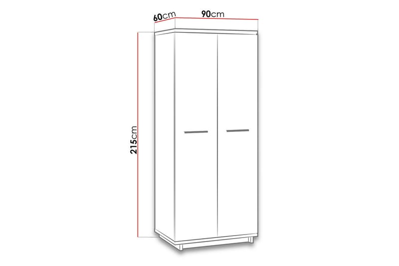 Ines Garderobe 60x90 cm - Eik/Svart - Oppbevaring - Klesoppbevaring - Garderober & garderobesystem