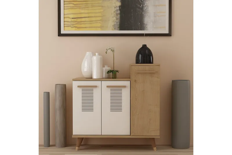 Asimo Skohylle Garderobe 90x90,6 cm Brun/Hvit - Hanah Home - Oppbevaring - Klesoppbevaring - Garderober & garderobesystem - Innredning garderobe - Skohylle garderobe