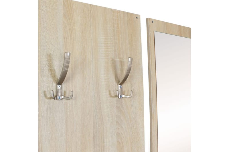 Garderobe Wohnling Vegghengt knaggrekke med speil, skohylle, sponplate, moderne Sonoma - Sonoma - Oppbevaring - Klesoppbevaring - Garderober & garderobesystem - Innredning garderobe - Skohylle garderobe