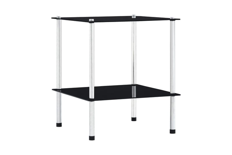 Hylle 2 etasjer svart 40x40x47 cm herdet glass - Hylleplan til garderobe - Hylleplan & hyllekonsoll