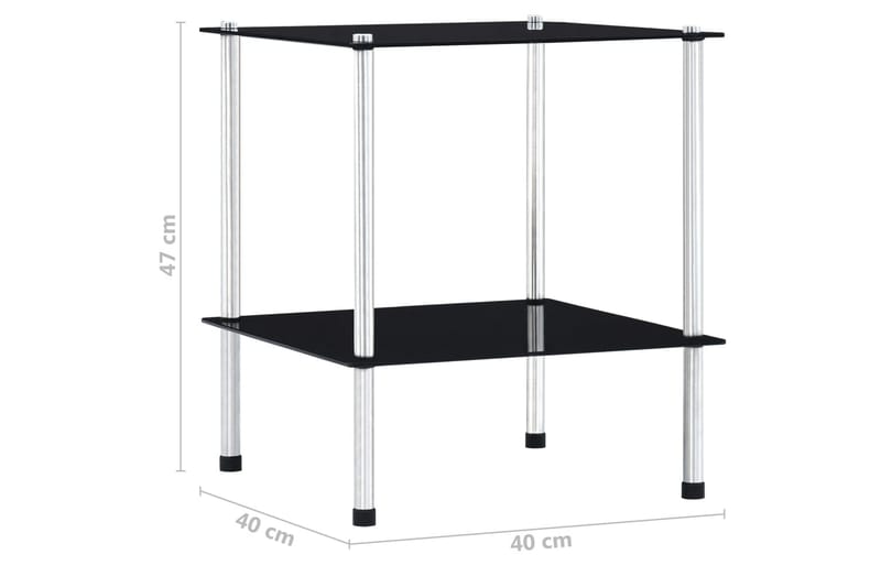 Hylle 2 etasjer svart 40x40x47 cm herdet glass - Oppbevaring - Klesoppbevaring - Garderober & garderobesystem - Innredning garderobe - Hylleplan til garderobe