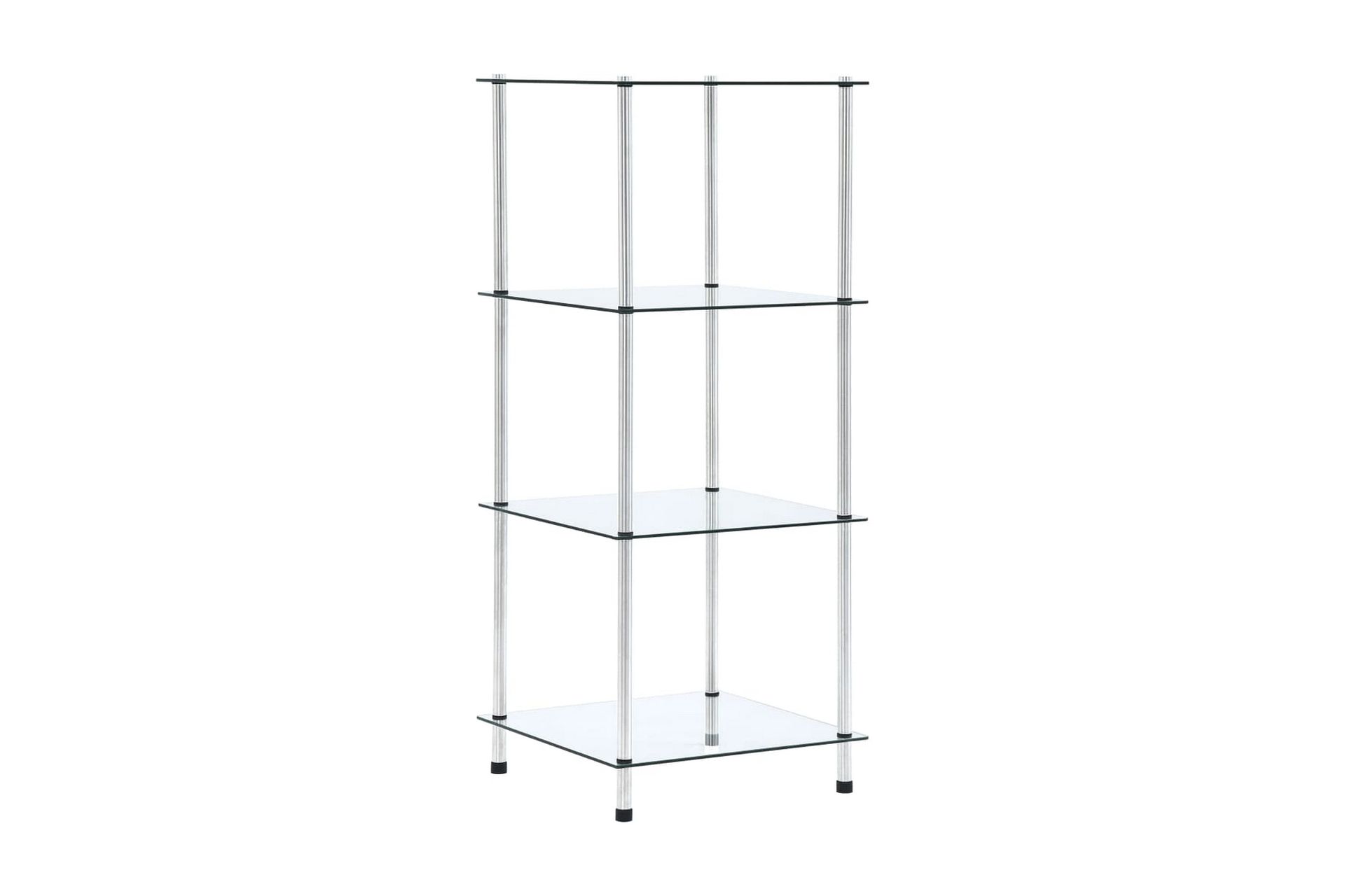 Hylle 4 etasjer gjennomsiktig 40x40x100 cm herdet glass - Oppbevaring - Klesoppbevaring - Garderober & garderobesystem - Innredning garderobe - Hylleplan til garderobe
