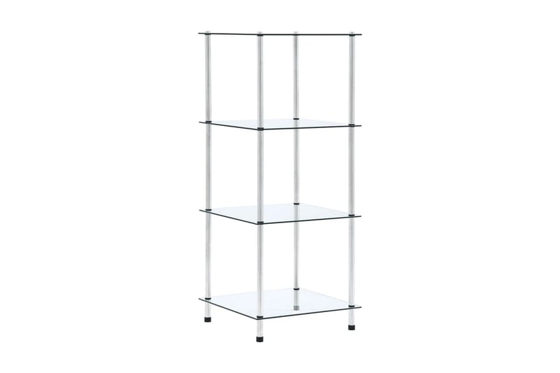 Hylle 4 etasjer gjennomsiktig 40x40x100 cm herdet glass - Oppbevaring - Klesoppbevaring - Garderober & garderobesystem - Innredning garderobe - Hylleplan til garderobe