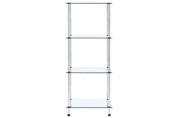 Hylle 4 etasjer gjennomsiktig 40x40x100 cm herdet glass - Oppbevaring - Klesoppbevaring - Garderober & garderobesystem - Innredning garderobe - Hylleplan til garderobe