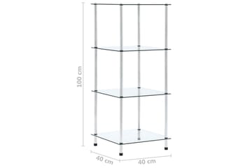 Hylle 4 etasjer gjennomsiktig 40x40x100 cm herdet glass - Oppbevaring - Klesoppbevaring - Garderober & garderobesystem - Innredning garderobe - Hylleplan til garderobe