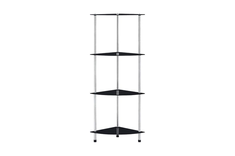 Hylle 4 etasjer svart 30x30x100 cm herdet glass - Oppbevaring - Klesoppbevaring - Garderober & garderobesystem - Innredning garderobe - Hylleplan til garderobe