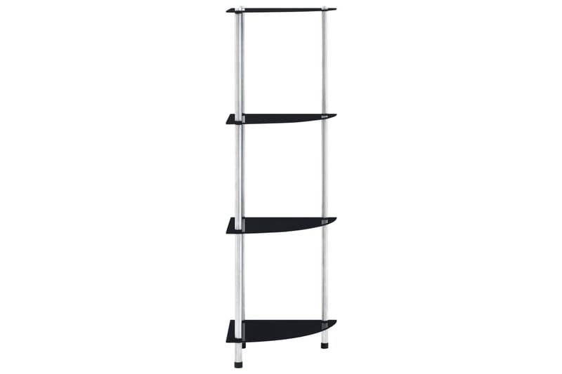 Hylle 4 etasjer svart 30x30x100 cm herdet glass - Oppbevaring - Klesoppbevaring - Garderober & garderobesystem - Innredning garderobe - Hylleplan til garderobe