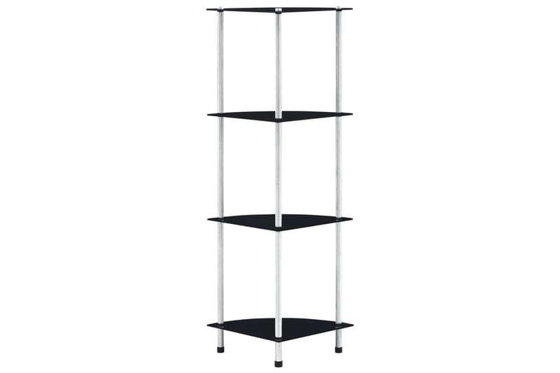 Hylle 4 etasjer svart 30x30x100 cm herdet glass - Oppbevaring - Klesoppbevaring - Garderober & garderobesystem - Innredning garderobe - Hylleplan til garderobe