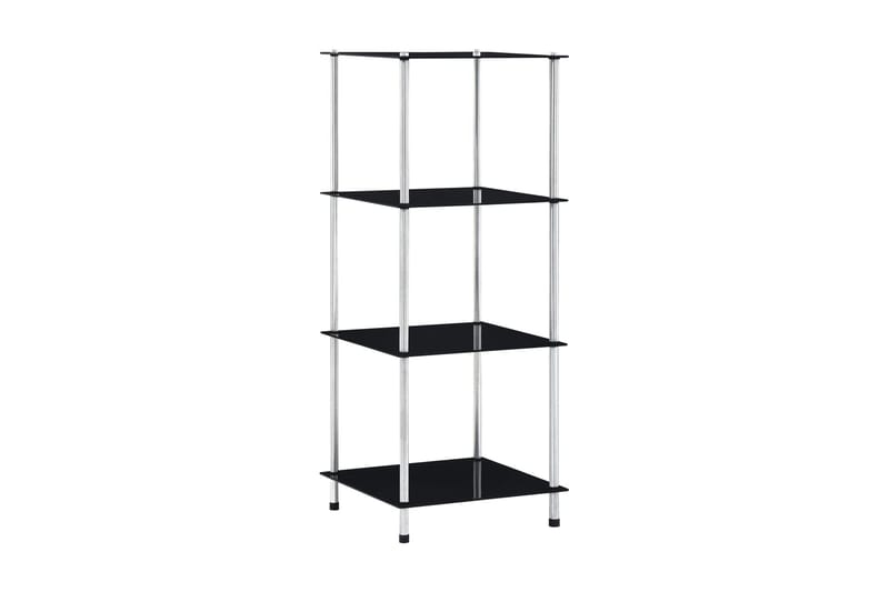Hylle 4 etasjer svart 40x40x100 cm herdet glass - Oppbevaring - Klesoppbevaring - Garderober & garderobesystem - Innredning garderobe - Hylleplan til garderobe