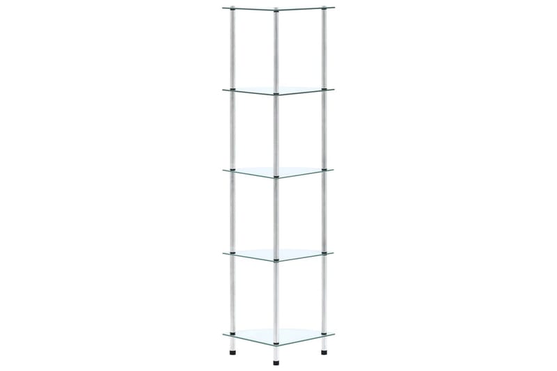 Hylle 5 etasjer gjennomsiktig 30x30x130 cm herdet glass - Oppbevaring - Klesoppbevaring - Garderober & garderobesystem - Innredning garderobe - Hylleplan til garderobe