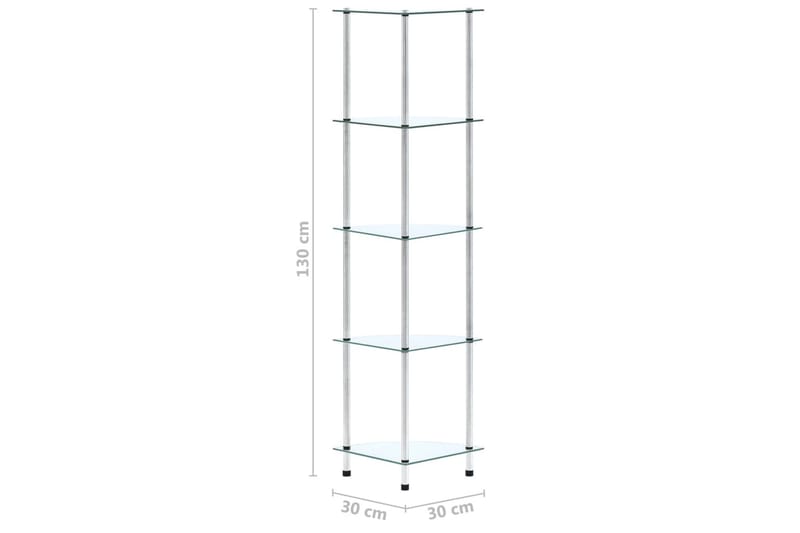 Hylle 5 etasjer gjennomsiktig 30x30x130 cm herdet glass - Oppbevaring - Klesoppbevaring - Garderober & garderobesystem - Innredning garderobe - Hylleplan til garderobe